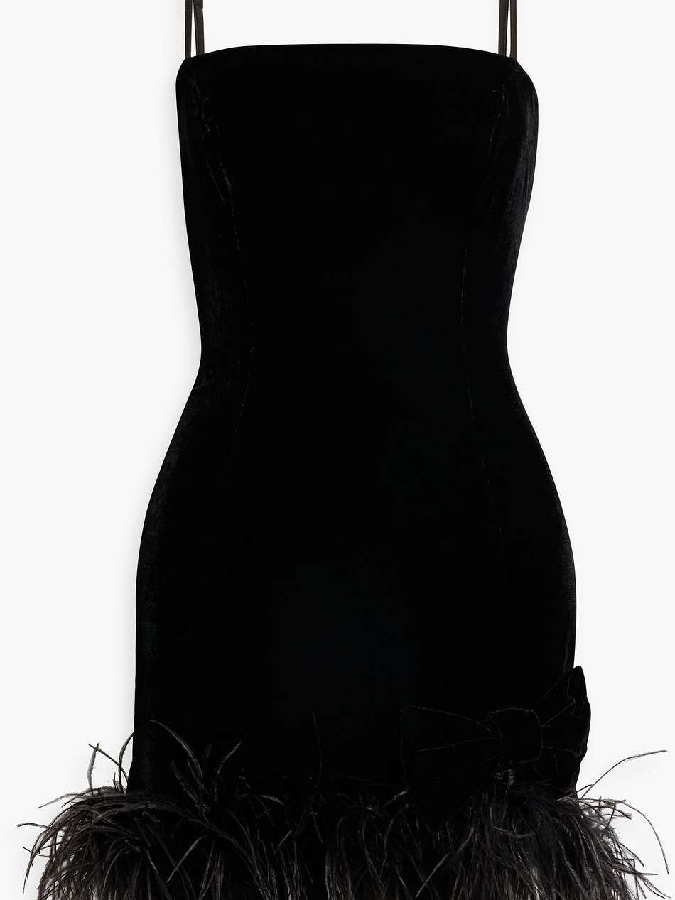 valentina feather-trimmed velvet mini dress