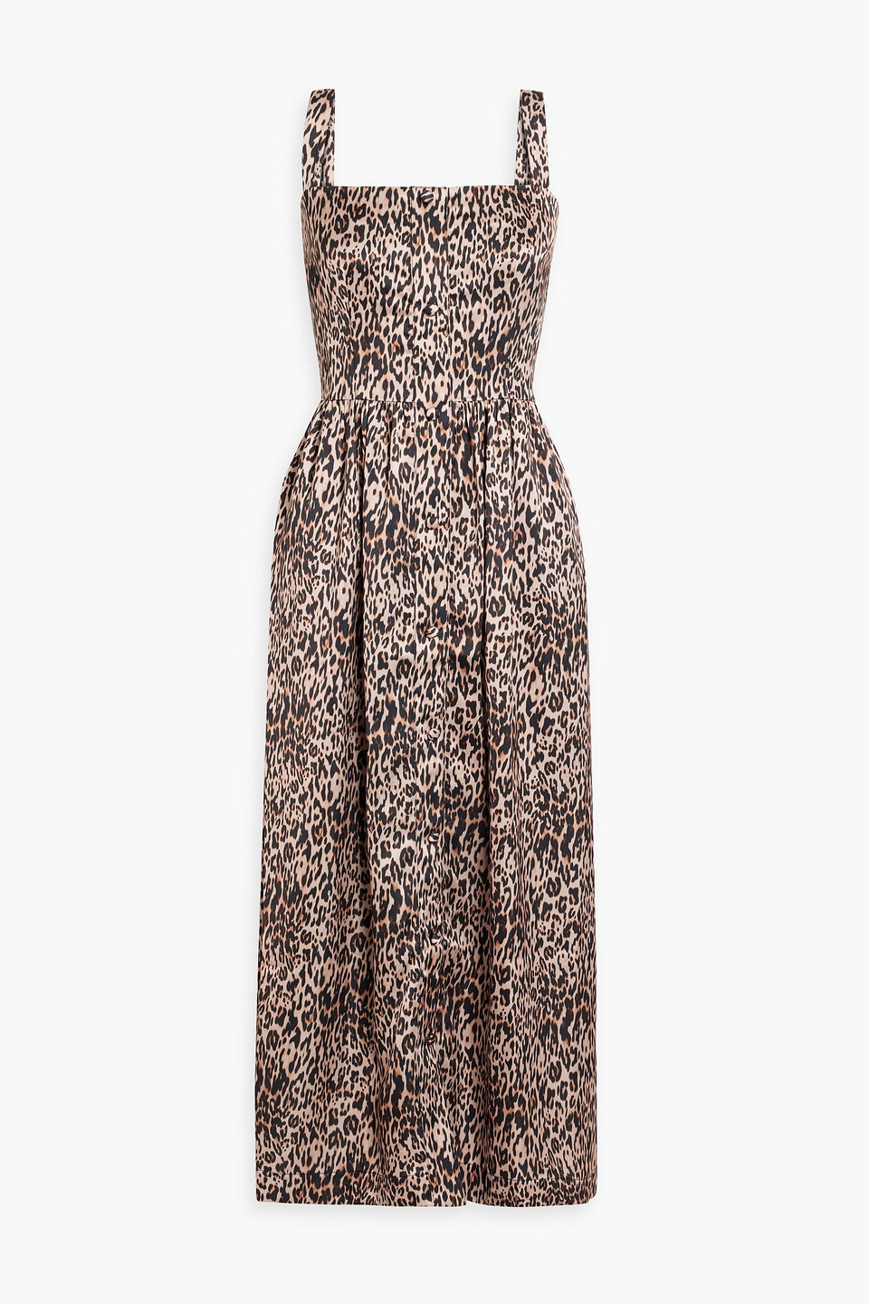 Hvn Laura Leopard-print Satin Midi Dress In Animal Print