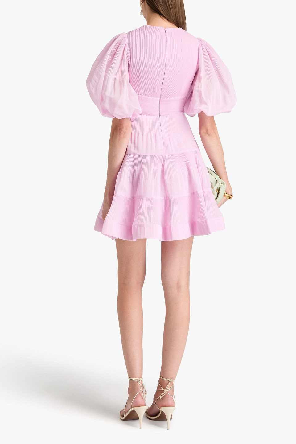 Zimmermann Pleated Mini Dress In Pink