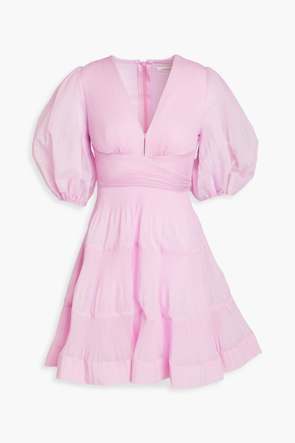 Zimmermann Pleated Mini Dress In Pink