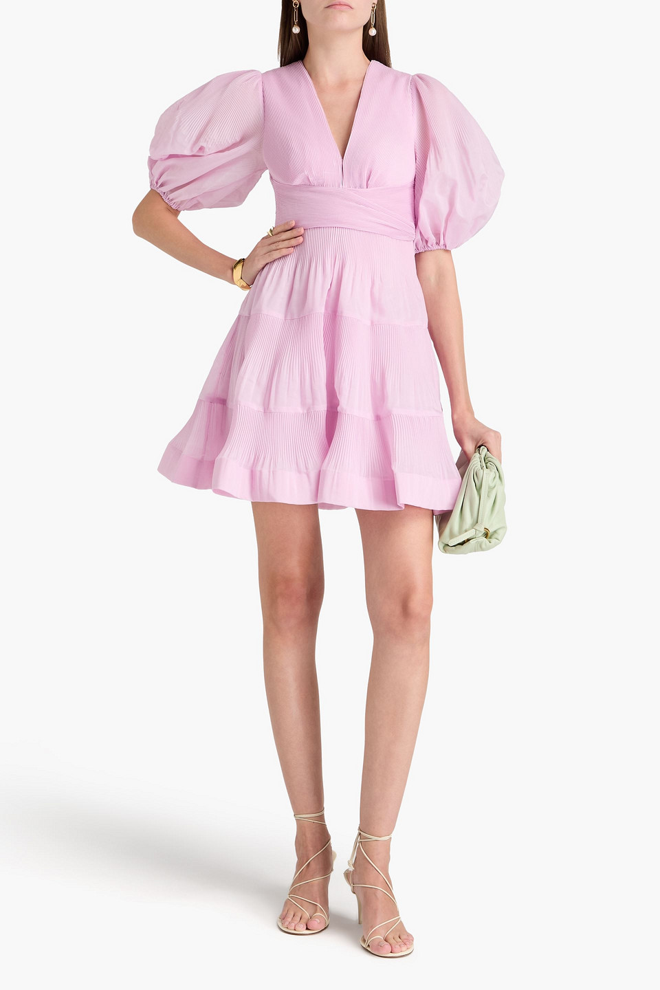Zimmermann Pleated Mini Dress In Pink