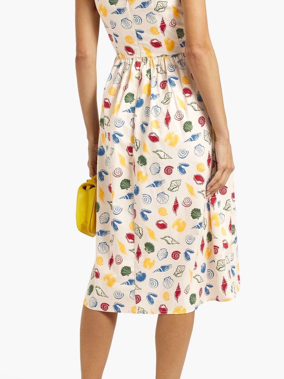 laura lace-up printed cotton-blend poplin midi dress