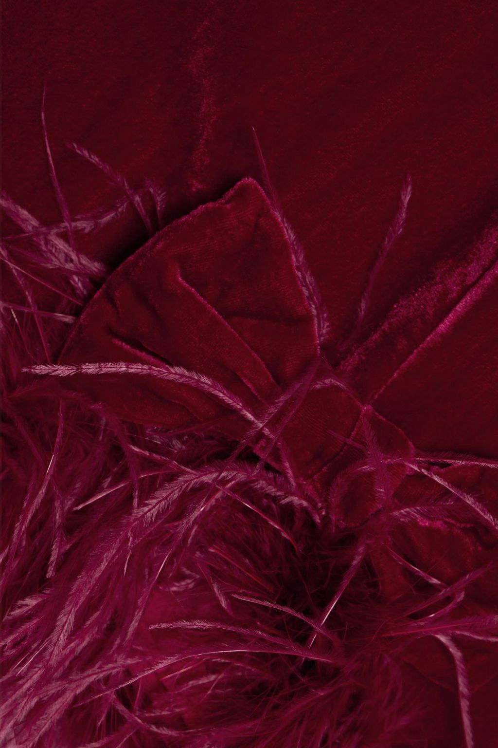 HVN Valentina feather-trimmed velvet mini dress