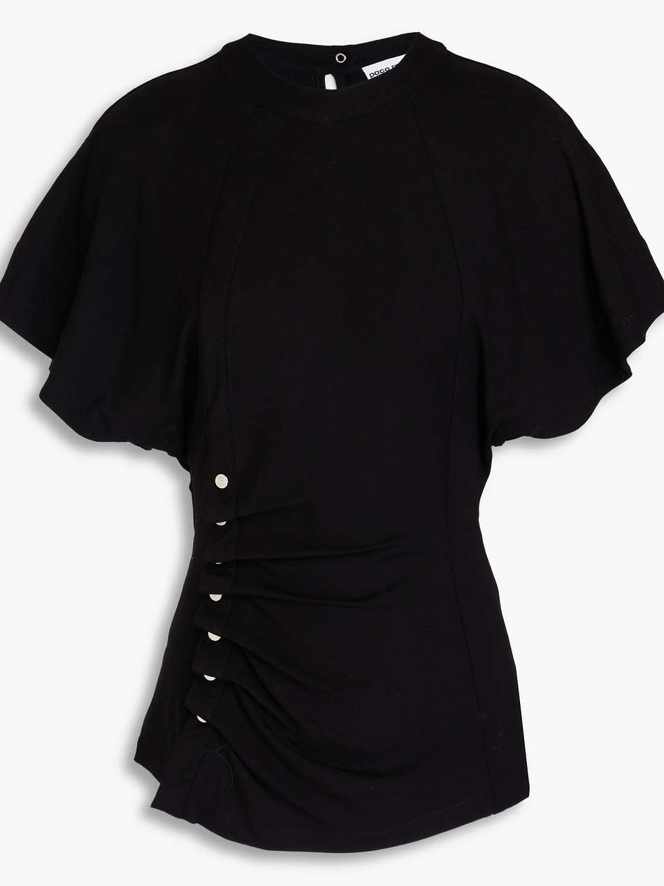 snap-detailed jersey top
