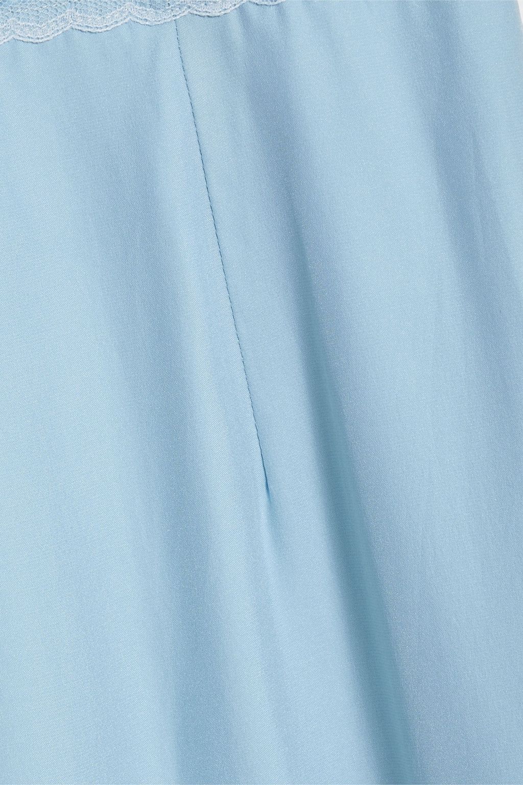 HVN Chrissy corded lace-paneled silk-crepe midi dress