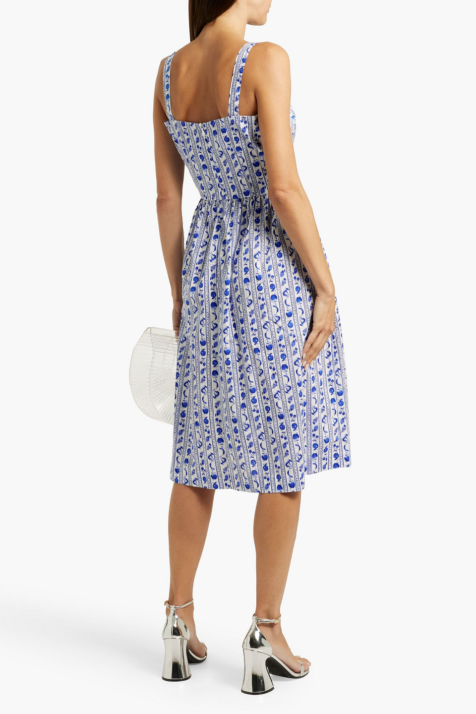 HVN LAURA PRINTED COTTON-BLEND POPLIN DRESS
