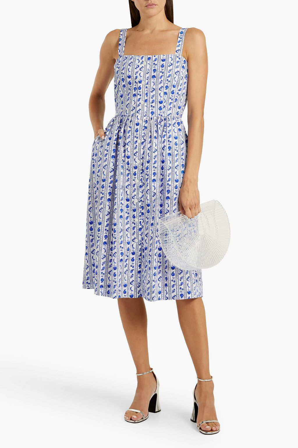 HVN Laura printed cotton-blend poplin dress