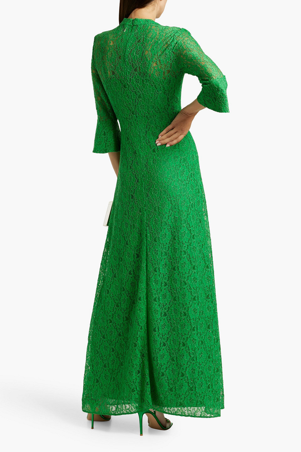 HVN ASHLEY METALLIC CORDED LACE MAXI DRESS