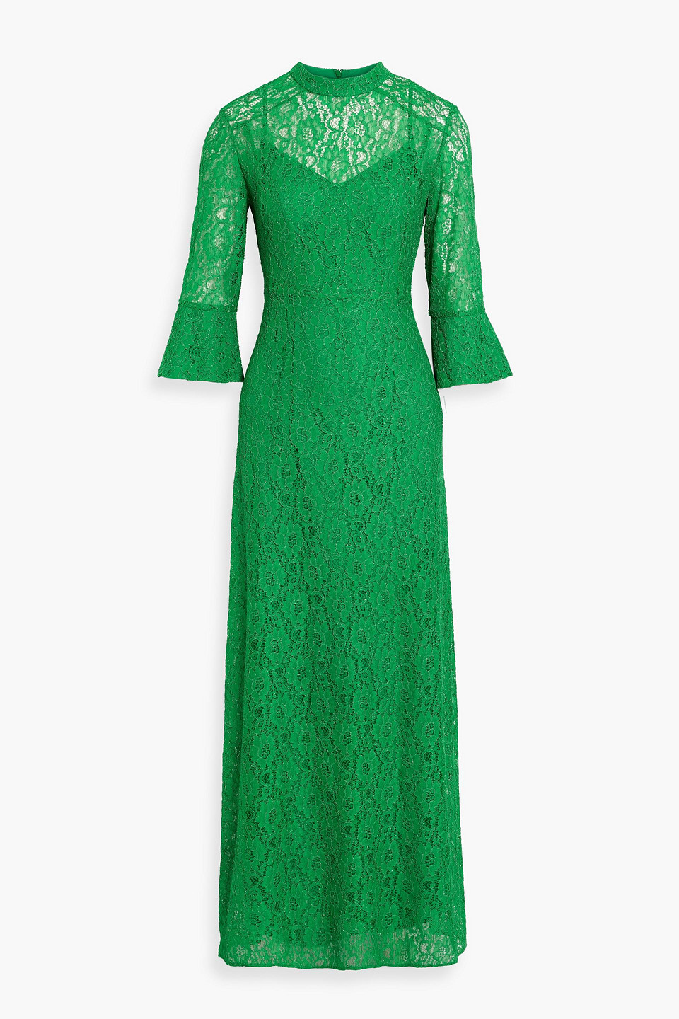 Hvn Ashley Metallic Corded Lace Maxi Dress In Green
