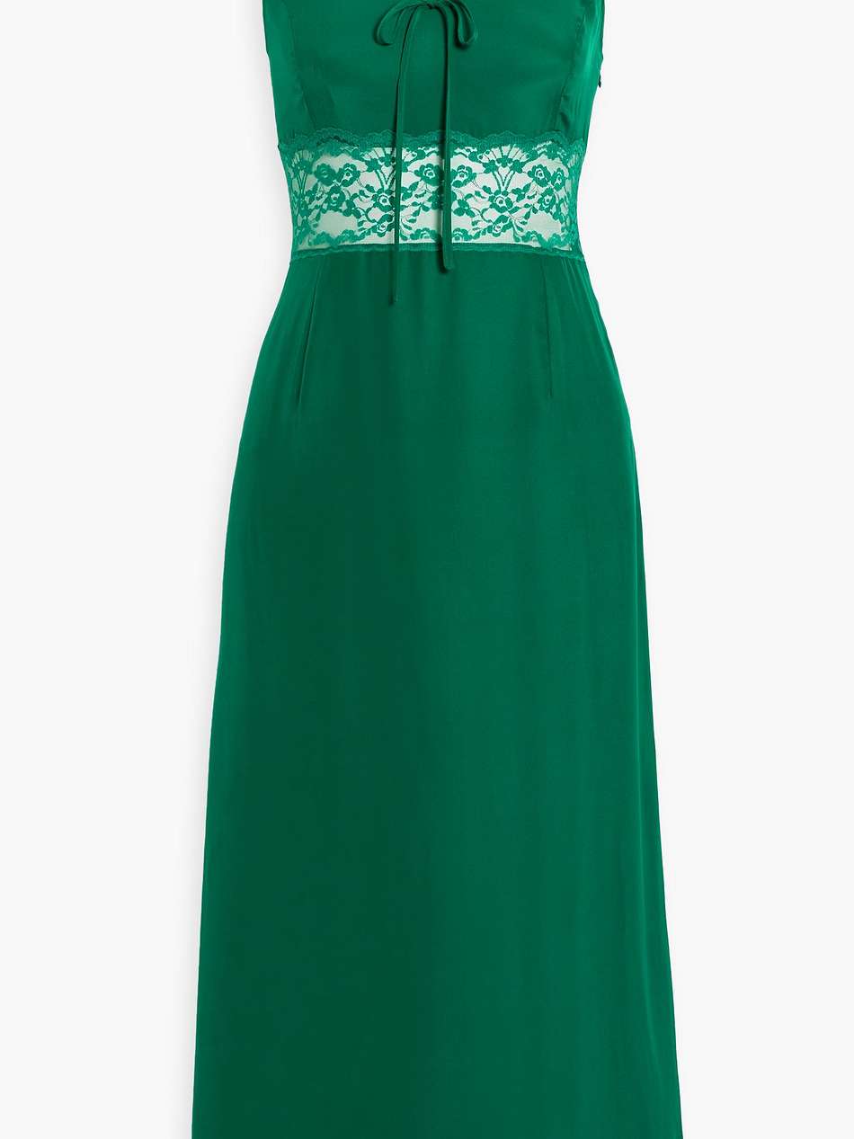 chrissy lace-trimmed silk crepe de chine midi dress