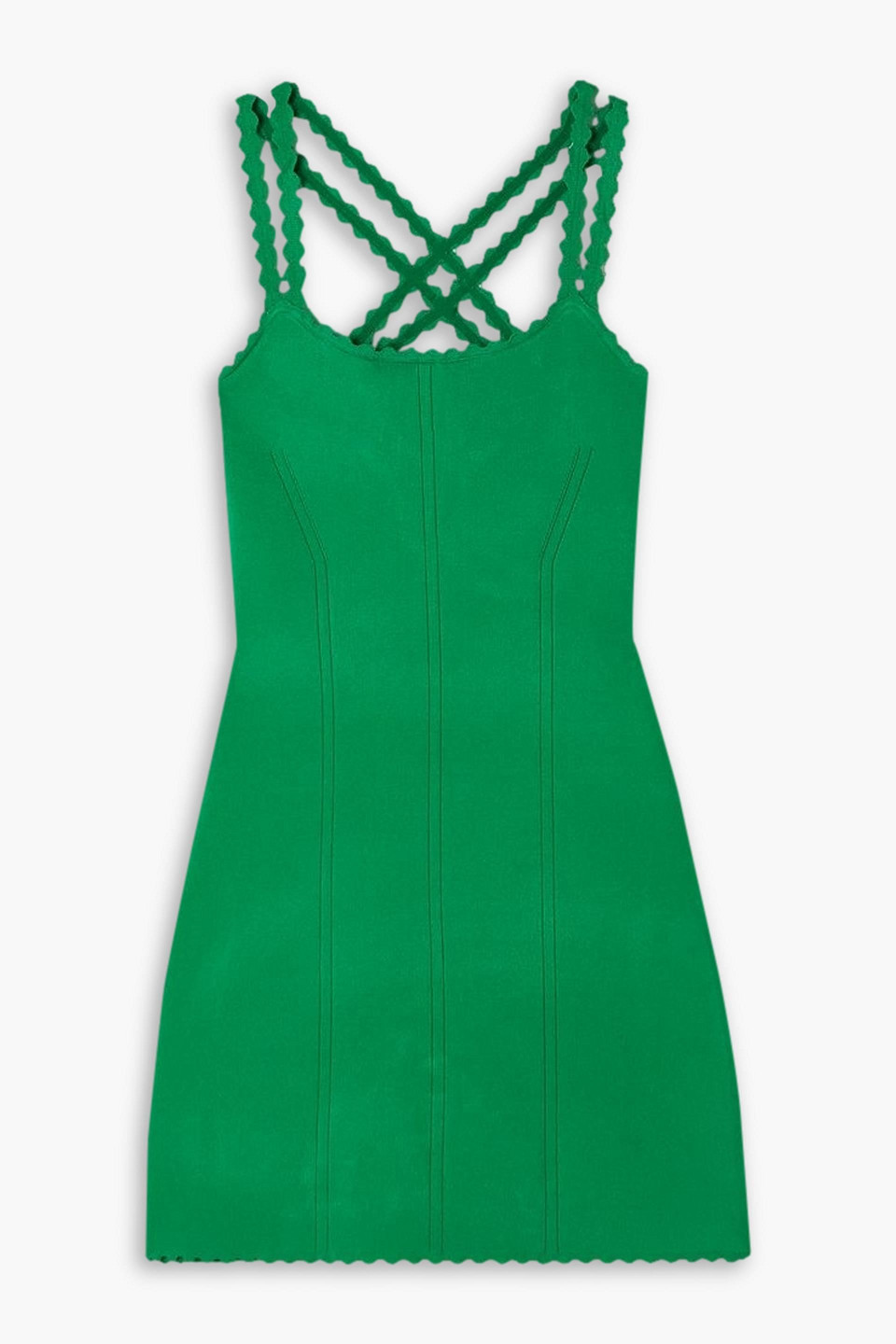 Victoria Beckham Scalloped Knitted Mini Dress In Green