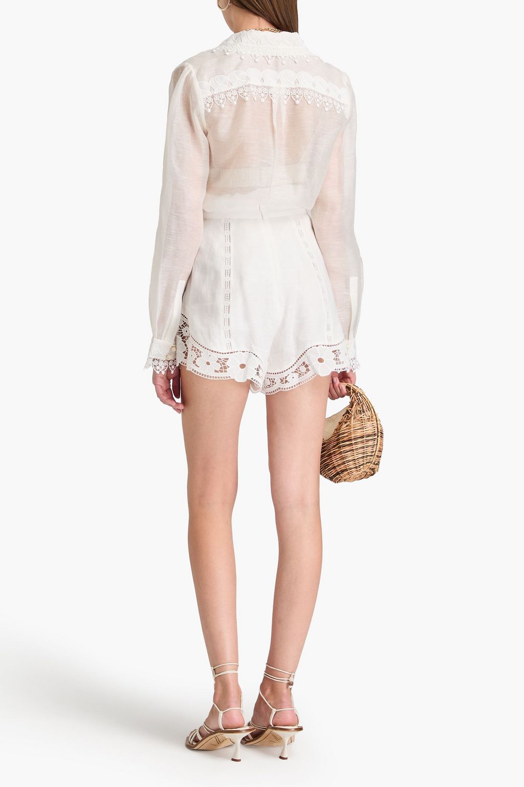 ZIMMERMANN リネン&シルク混 シャツ レーストリム