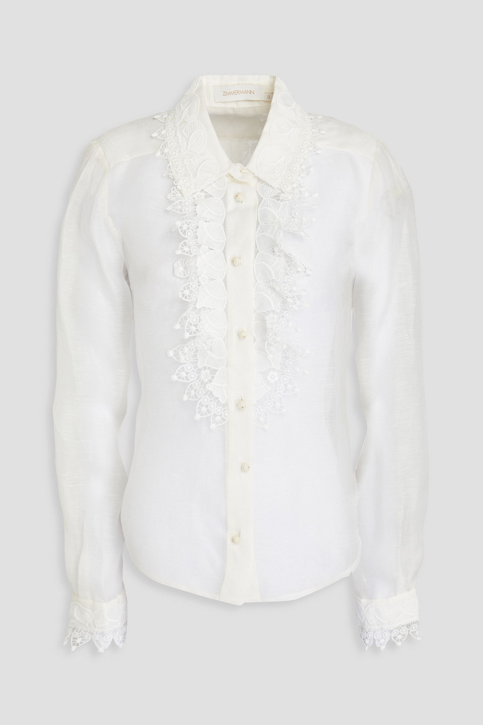 Zimmermann Lace-trimmed Linen And Silk-blend Shirt In Ivory