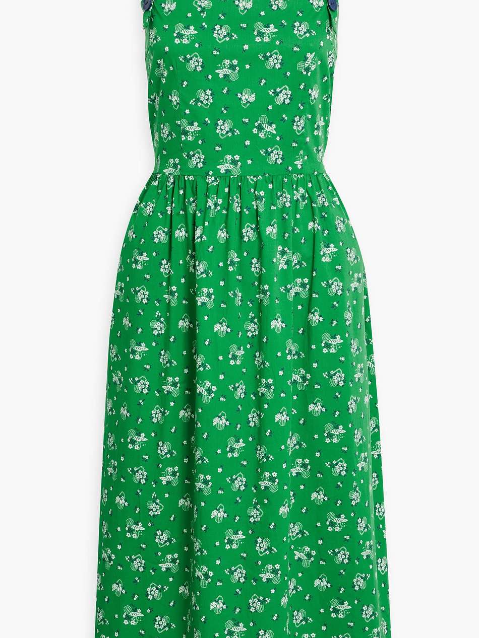 laura floral-print cotton-blend poplin midi dress