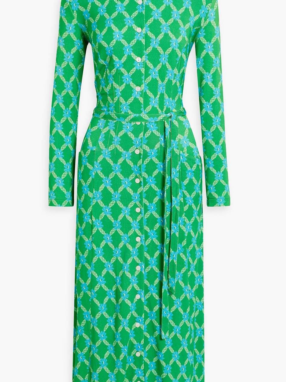 ava floral-print jersey maxi shirt dress