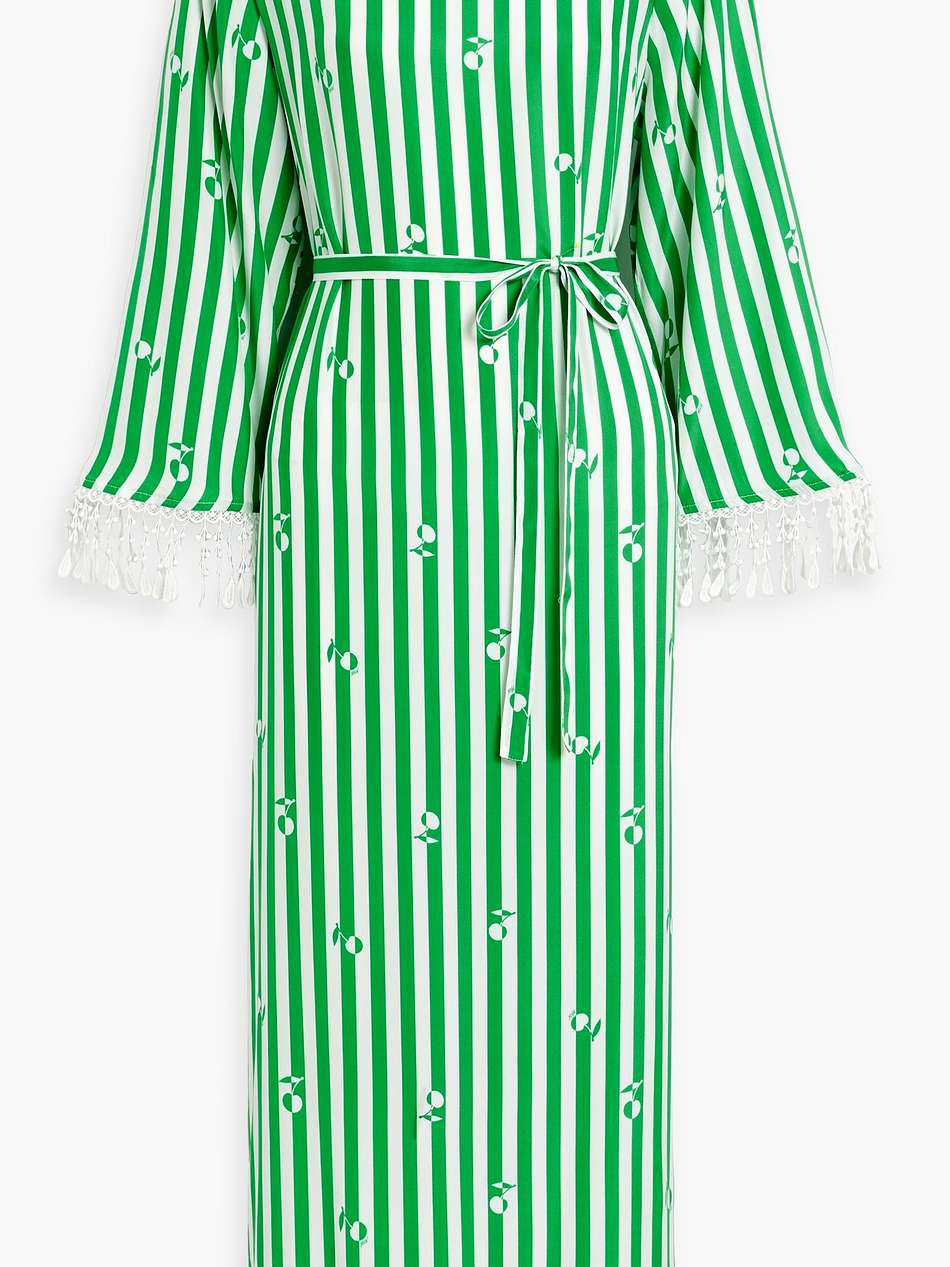 andrea fringed striped silk maxi dress