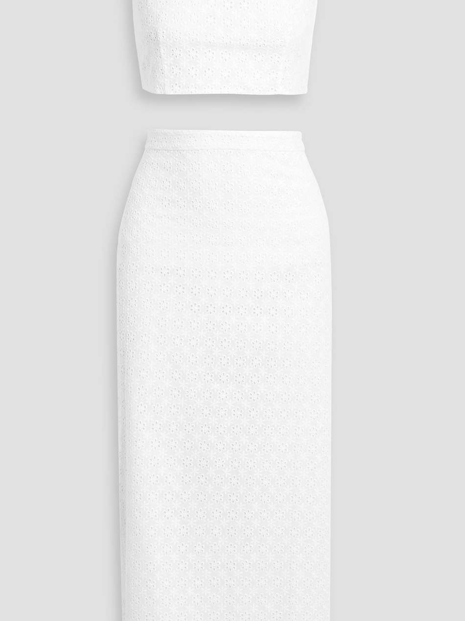 affie cropped broderie anglaise cotton top and midi skirt set