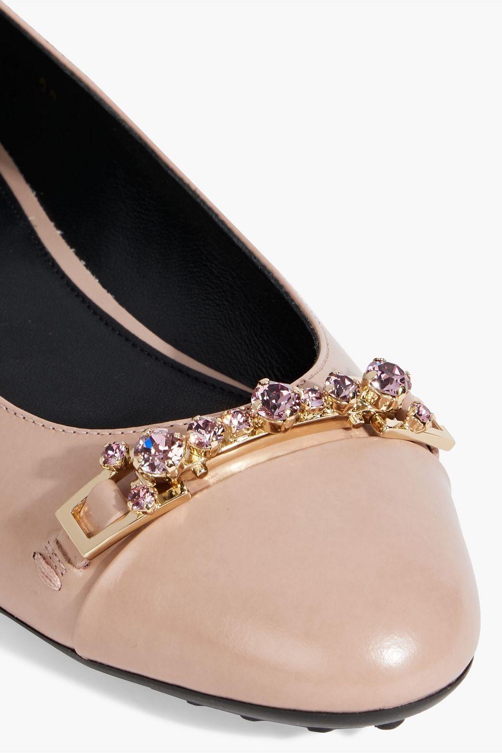 TOD'S Crystal-embellished leather ballet flats