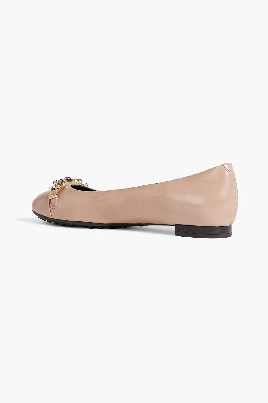 TOD'S Crystal-embellished leather ballet flats