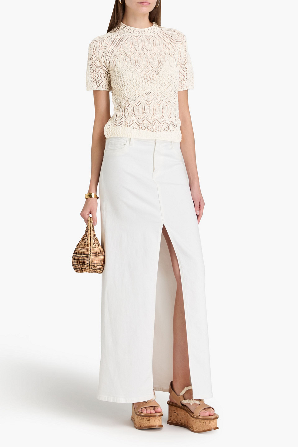 Zimmermann Crochet-knit T-shirt In Elfenbein