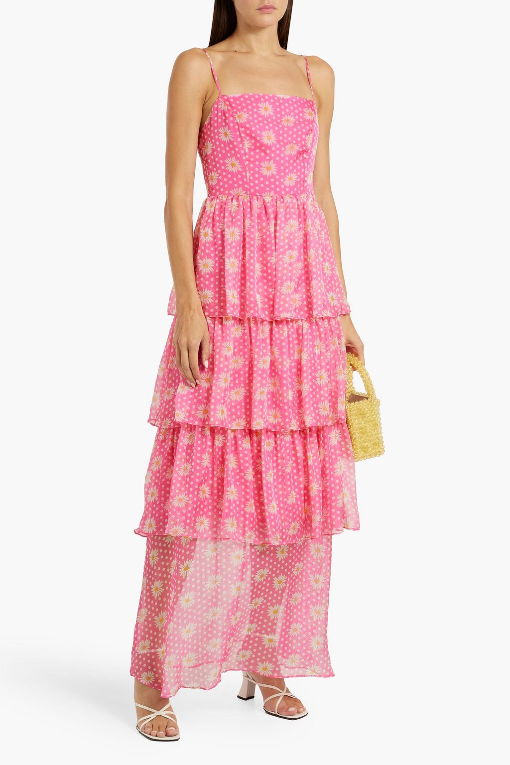 HVN Rebekah tiered printed silk-chiffon maxi dress