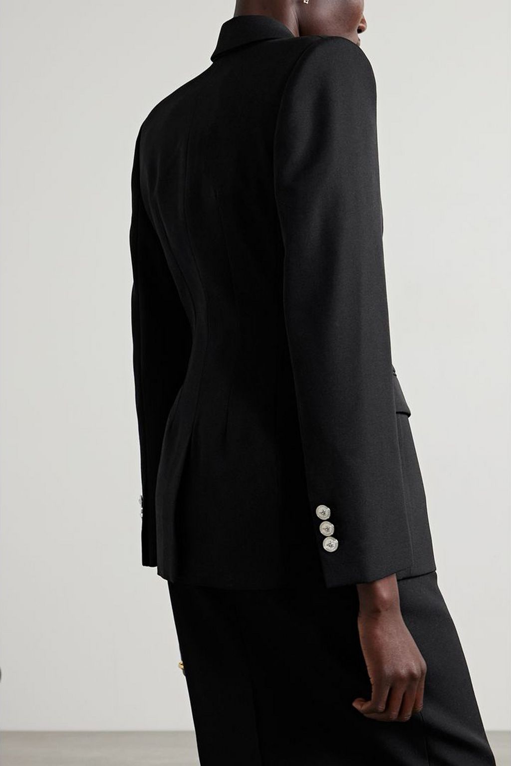 VERSACE Double-breasted grain de poudre wool blazer