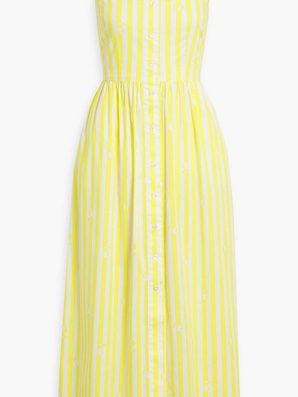 laura striped cotton-poplin midi dress