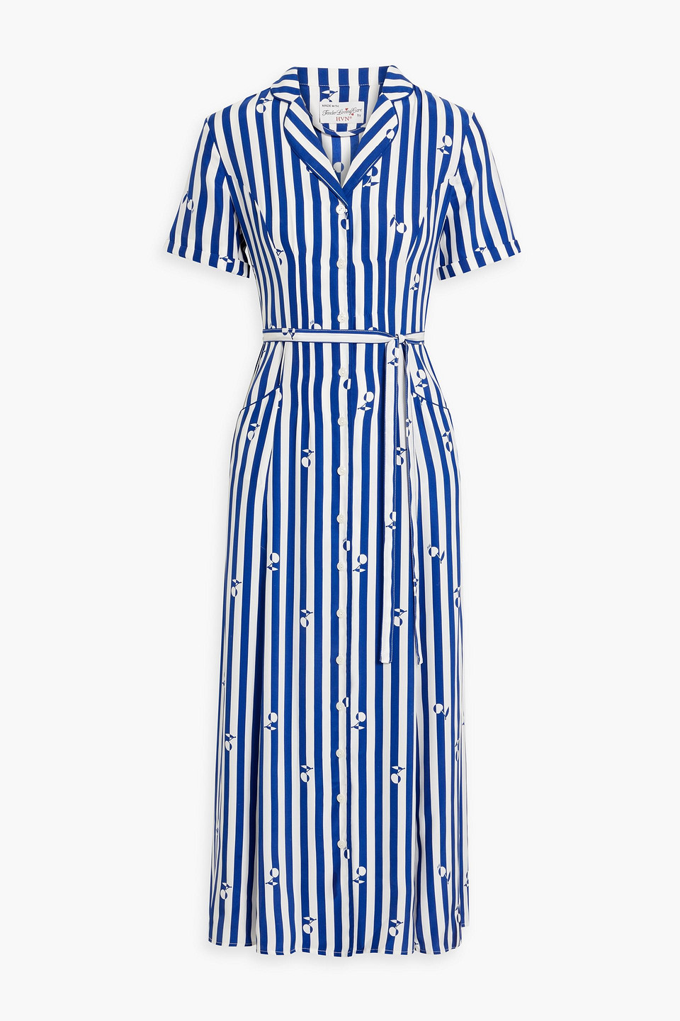 Hvn Maria Striped Silk Midi Shirt Dress In Blue