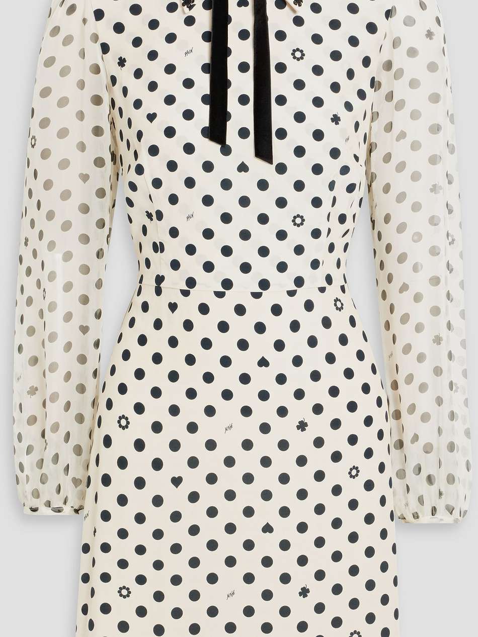 matilda bow-detailed polka-dot chiffon mini dress
