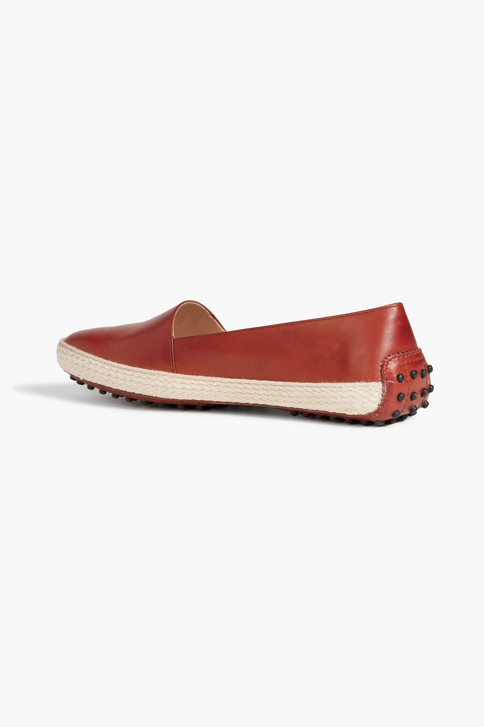 Tod's Gommino Jute-trimmed Leather Loafers In Brick