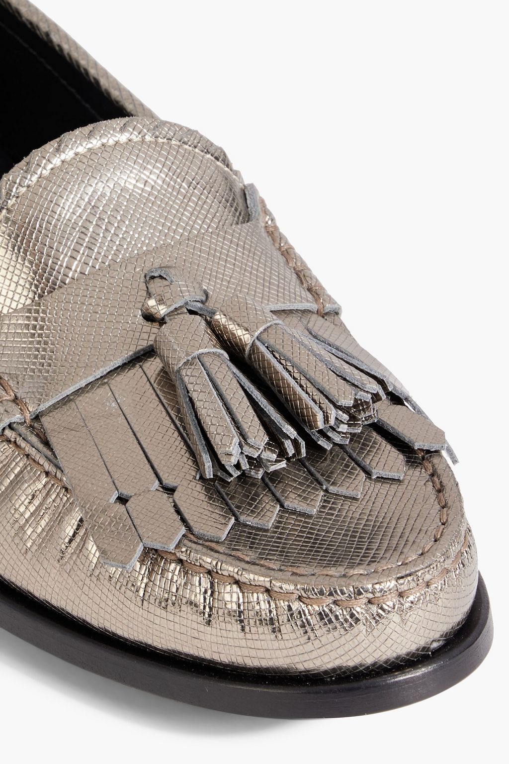 TOD'S Metallic textured-leather loafers