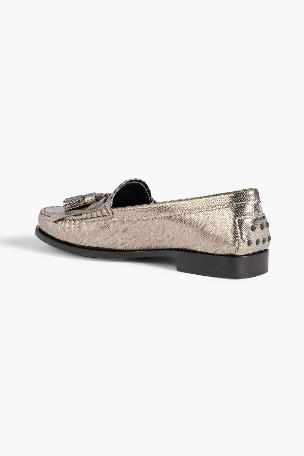 TOD'S Metallic textured-leather loafers