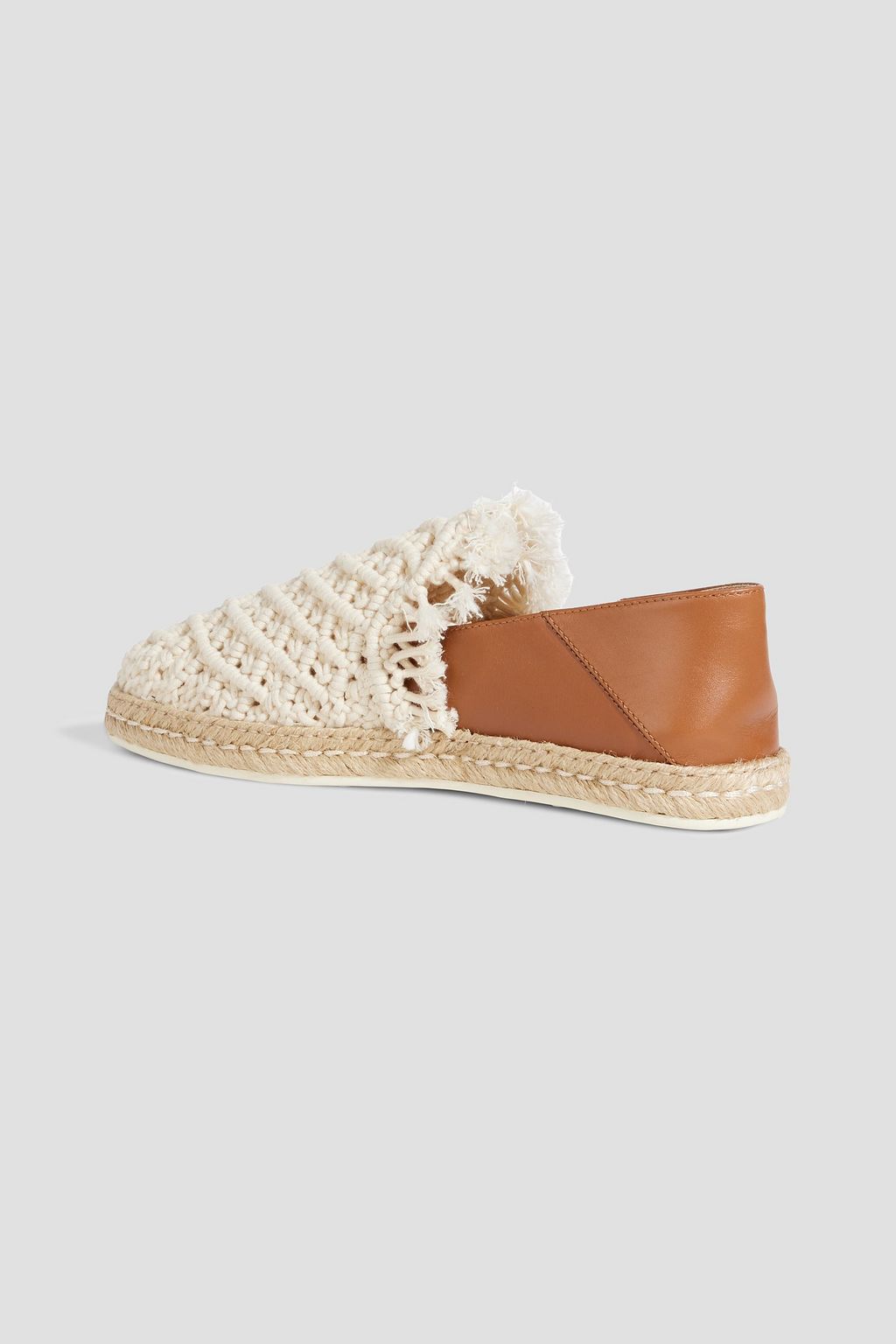 TOD'S Crochet and leather collapsible-heel espadrilles