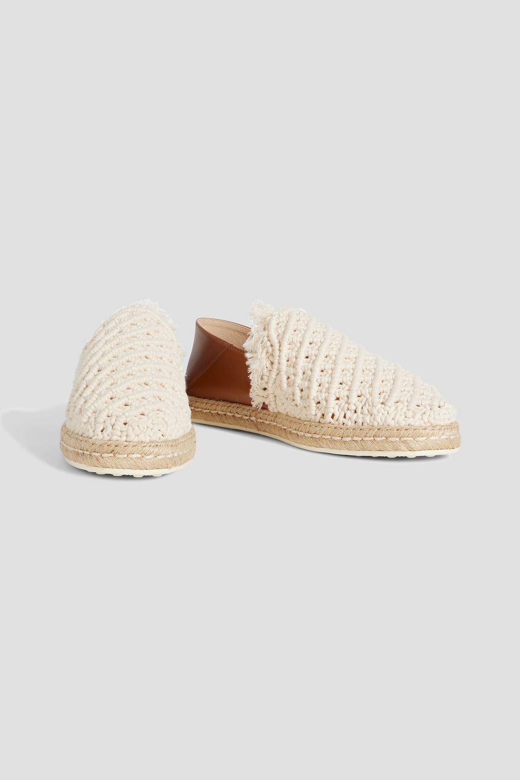 TOD'S Crochet and leather collapsible-heel espadrilles