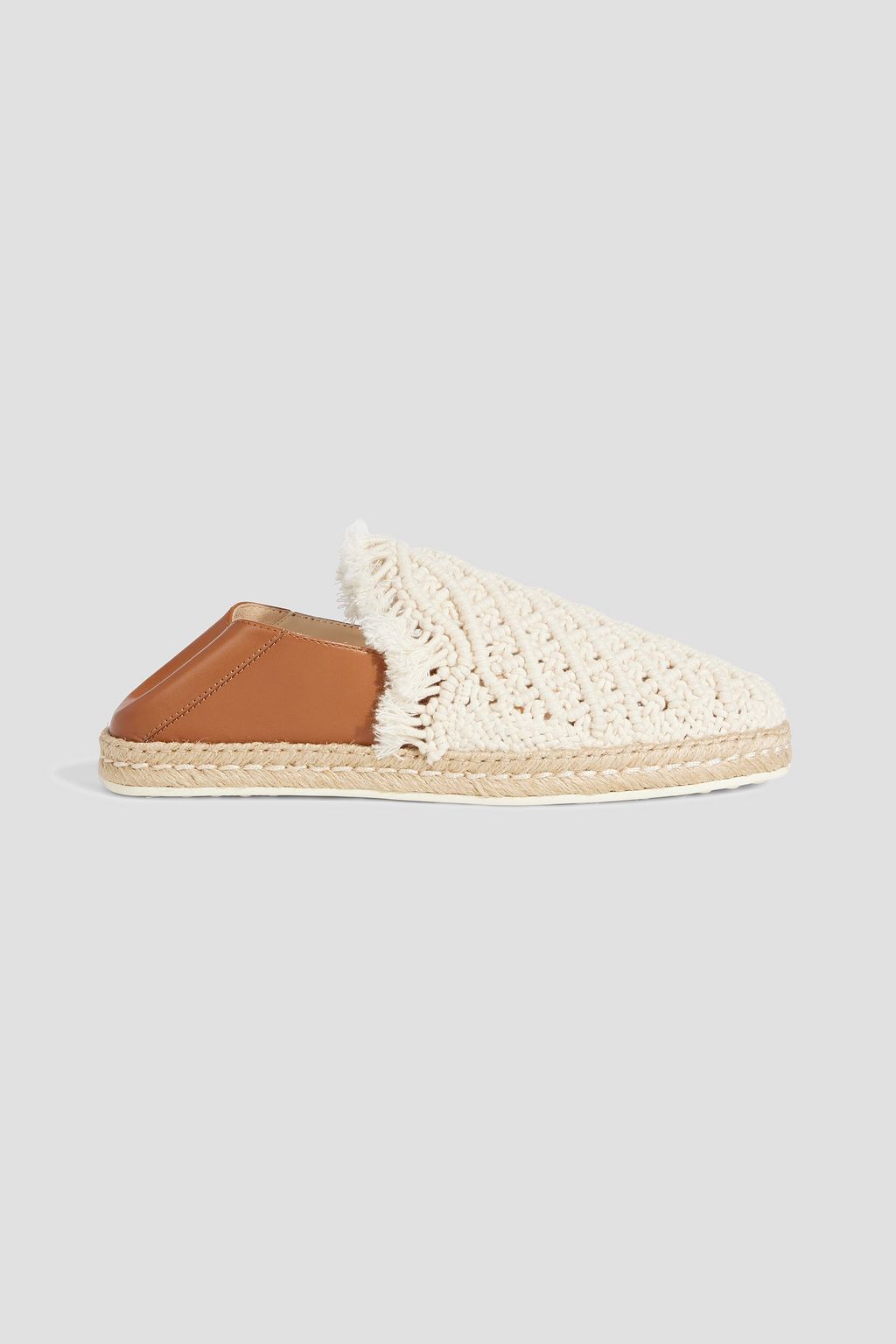 TOD'S Crochet and leather collapsible-heel espadrilles