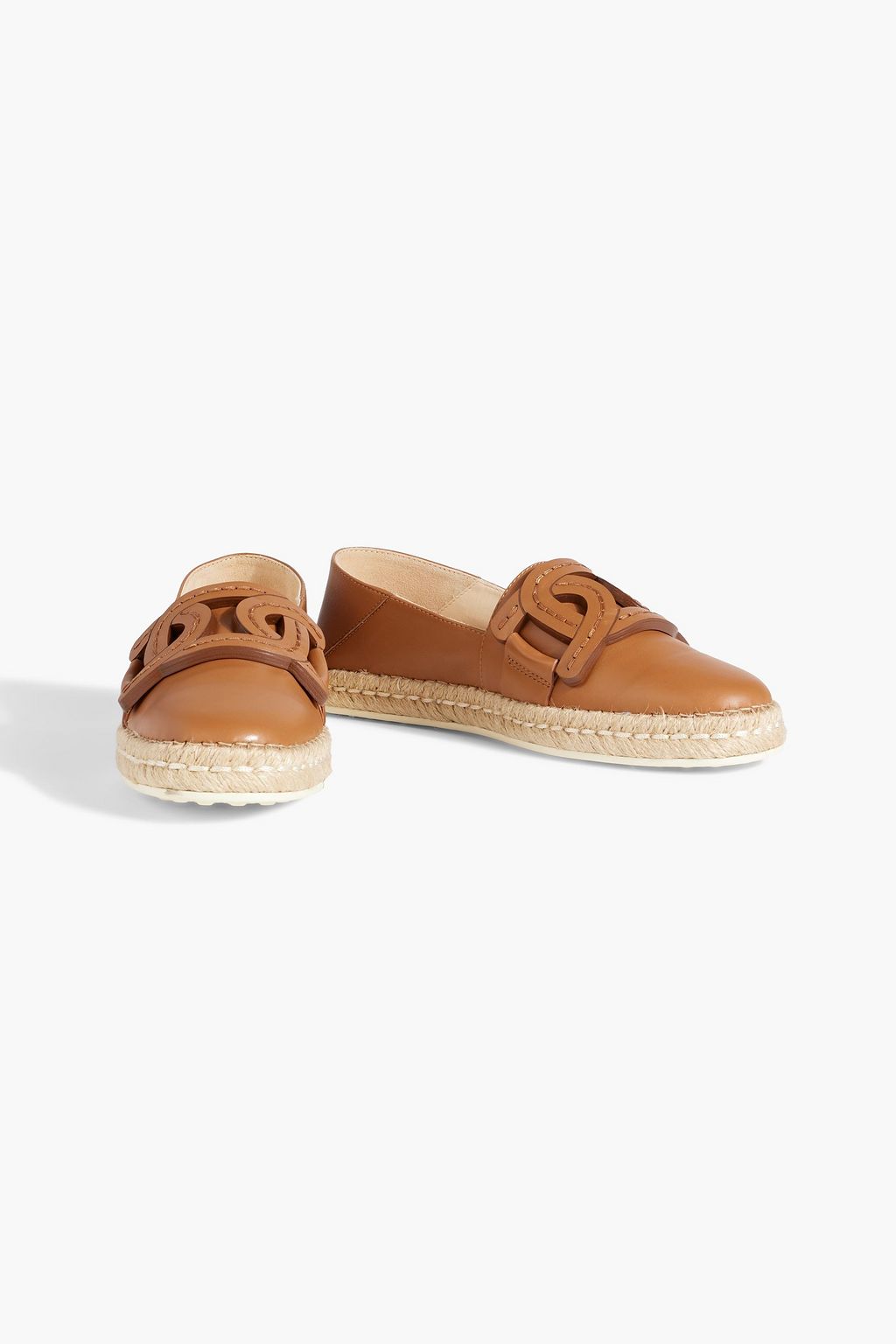 TOD'S Appliquéd leather collapsible-heel espadrilles