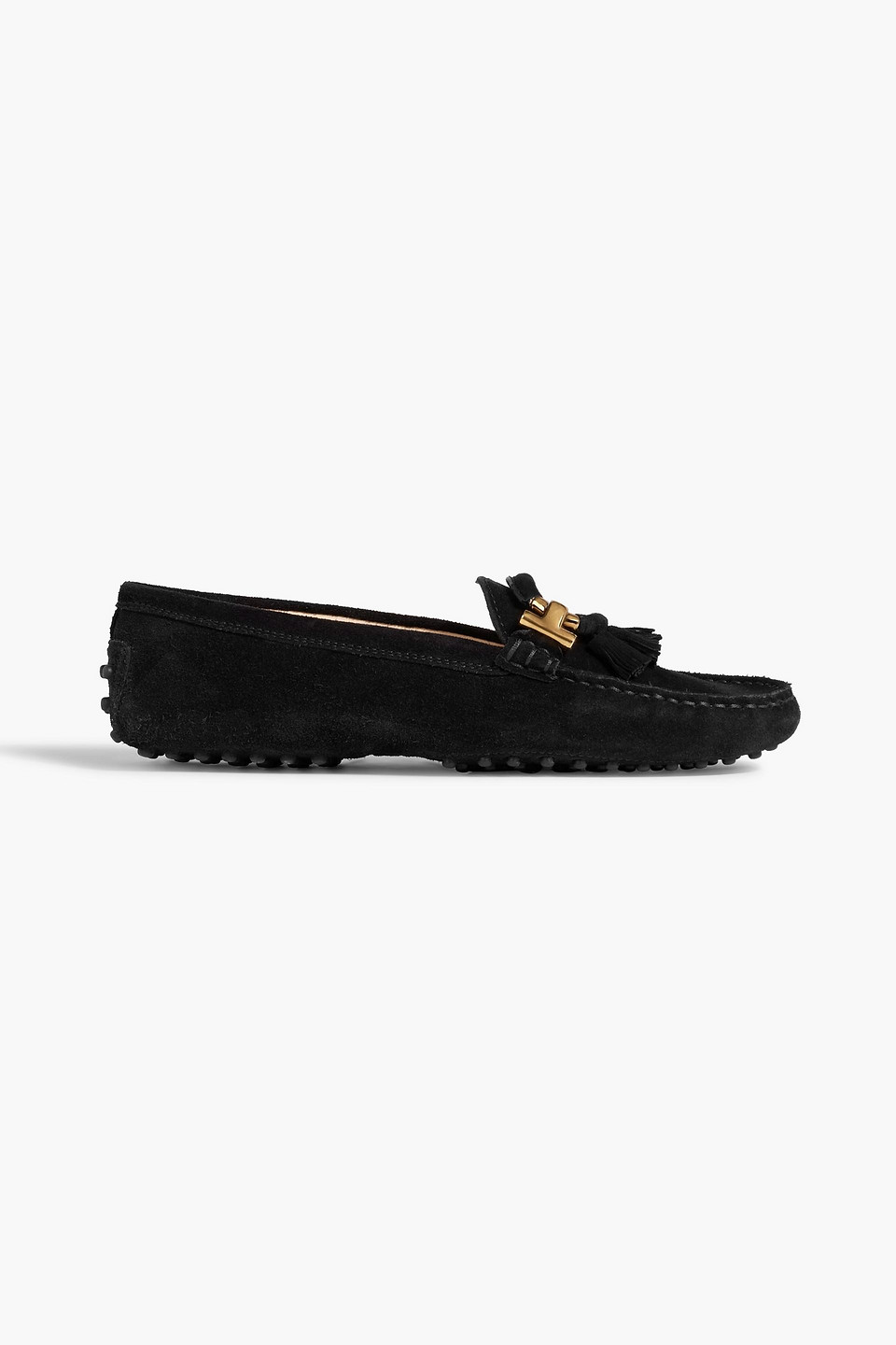Tod's Gommino Embellished Suede Loafers In Black