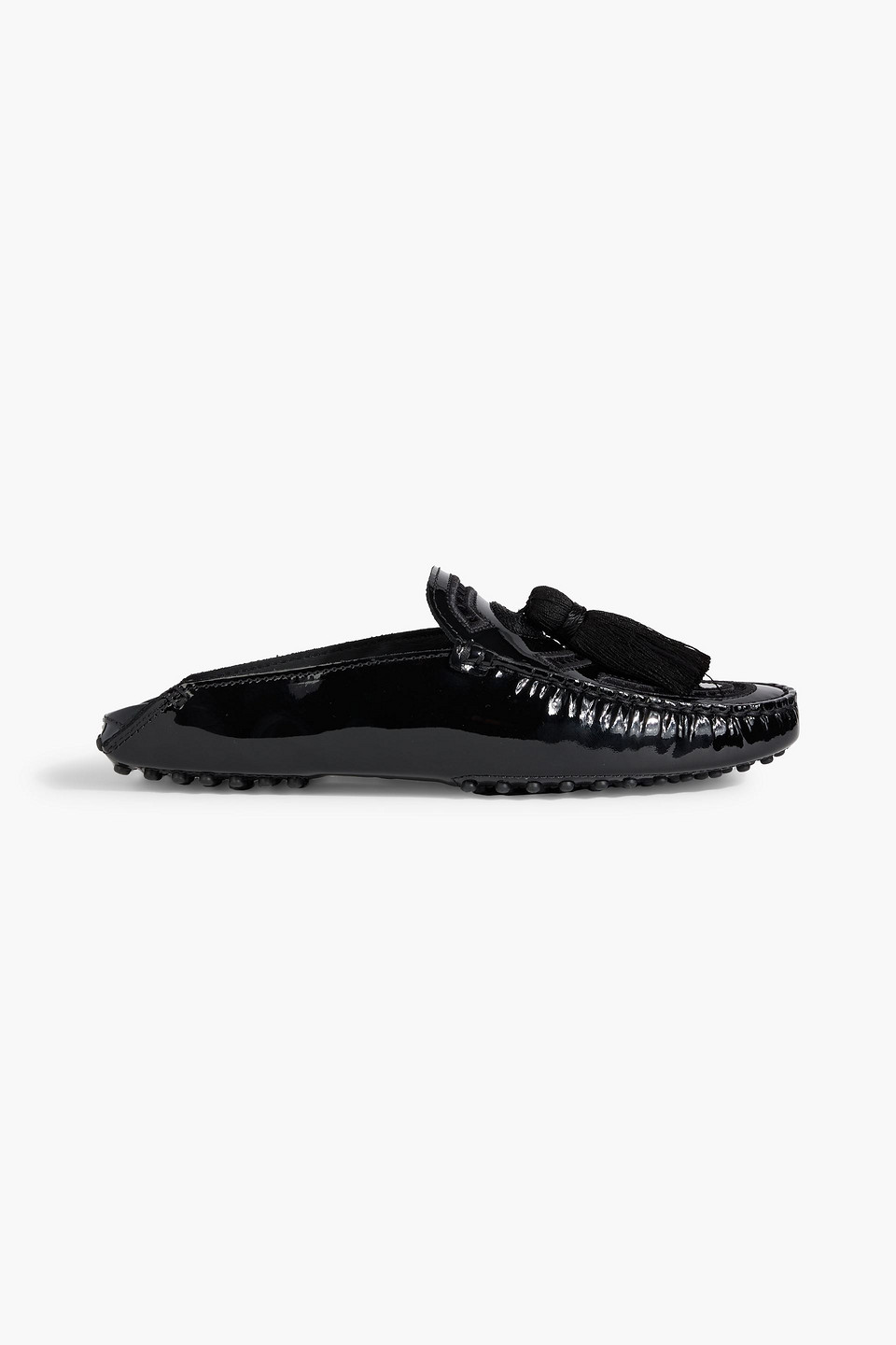 Tod's Tasseled Patent-leather Mules In Black