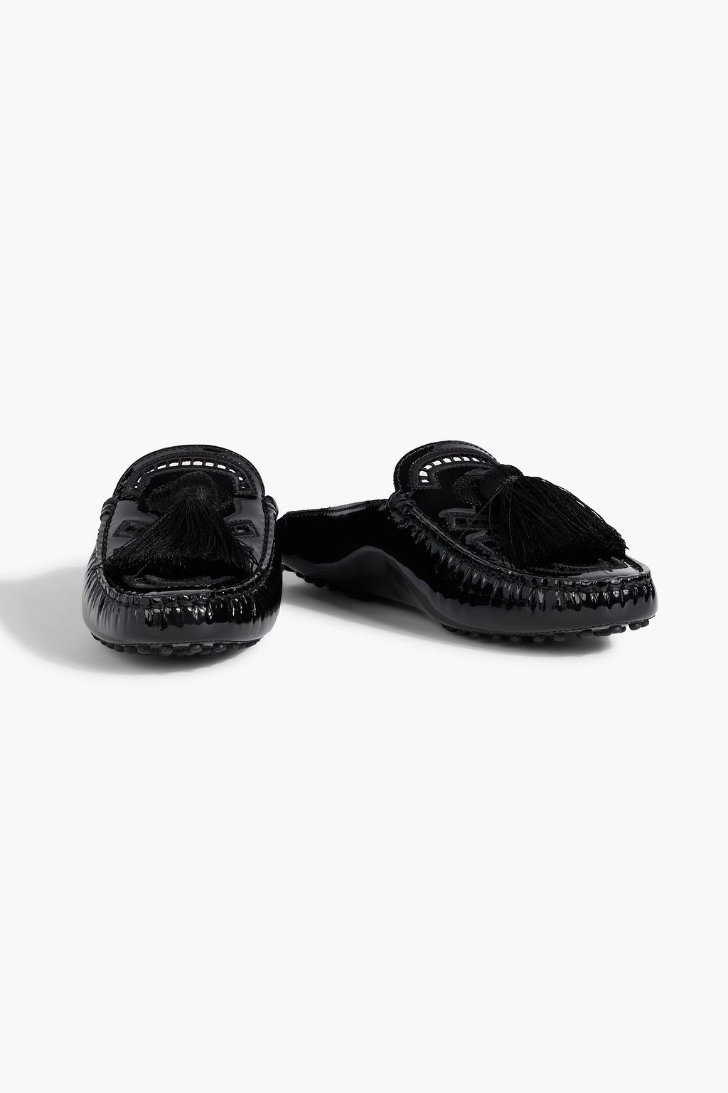 TOD'S Tasseled patent-leather mules