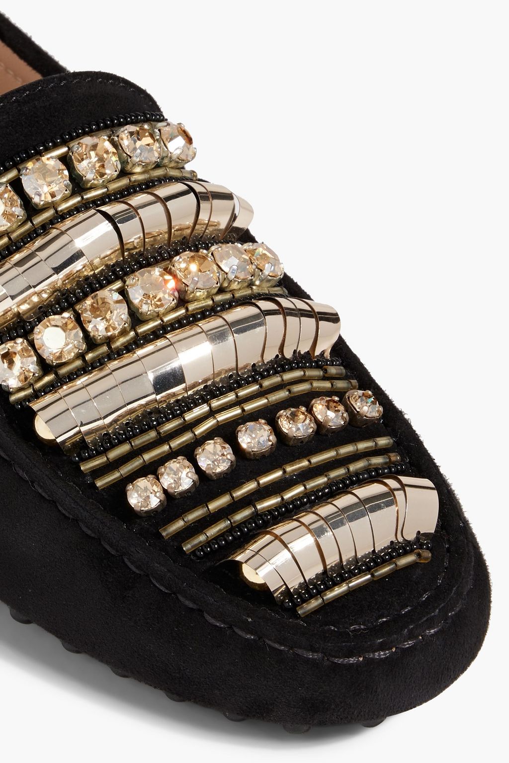 TOD'S Gommino embellished suede loafers
