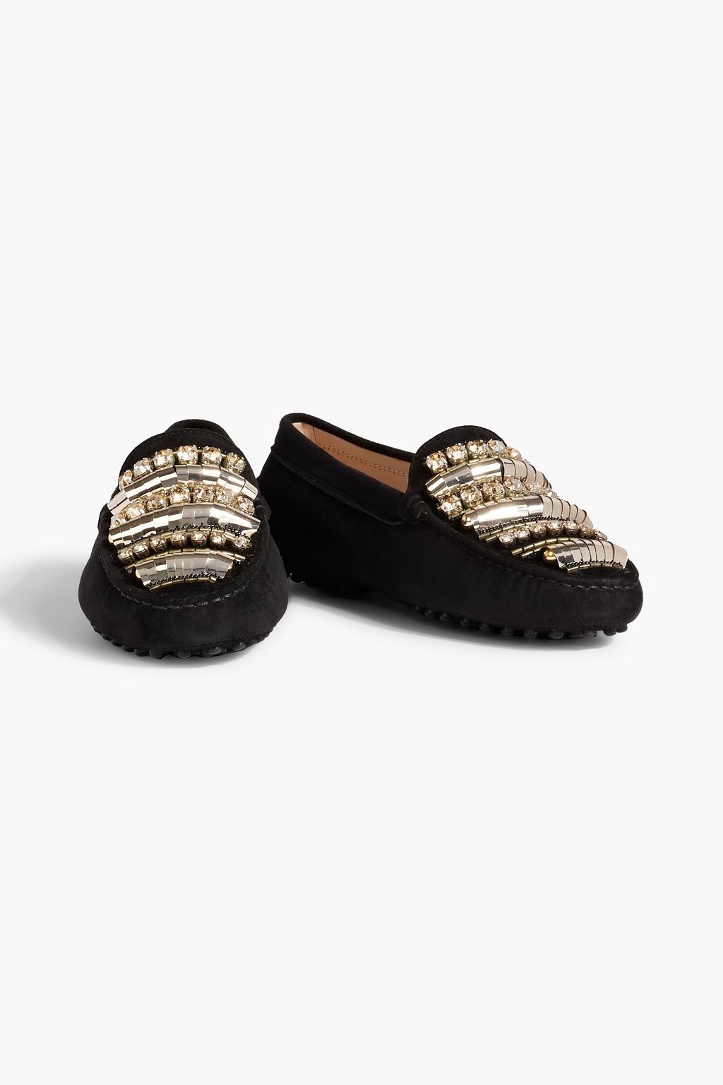 TOD'S Gommino embellished suede loafers