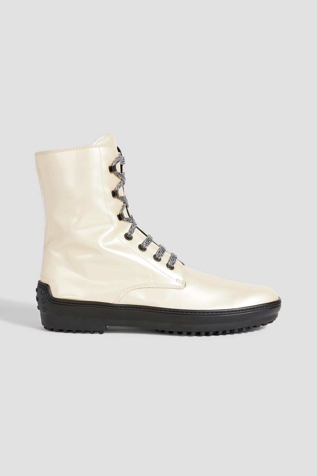 Lace up vinyl ankle boots ivory One Size