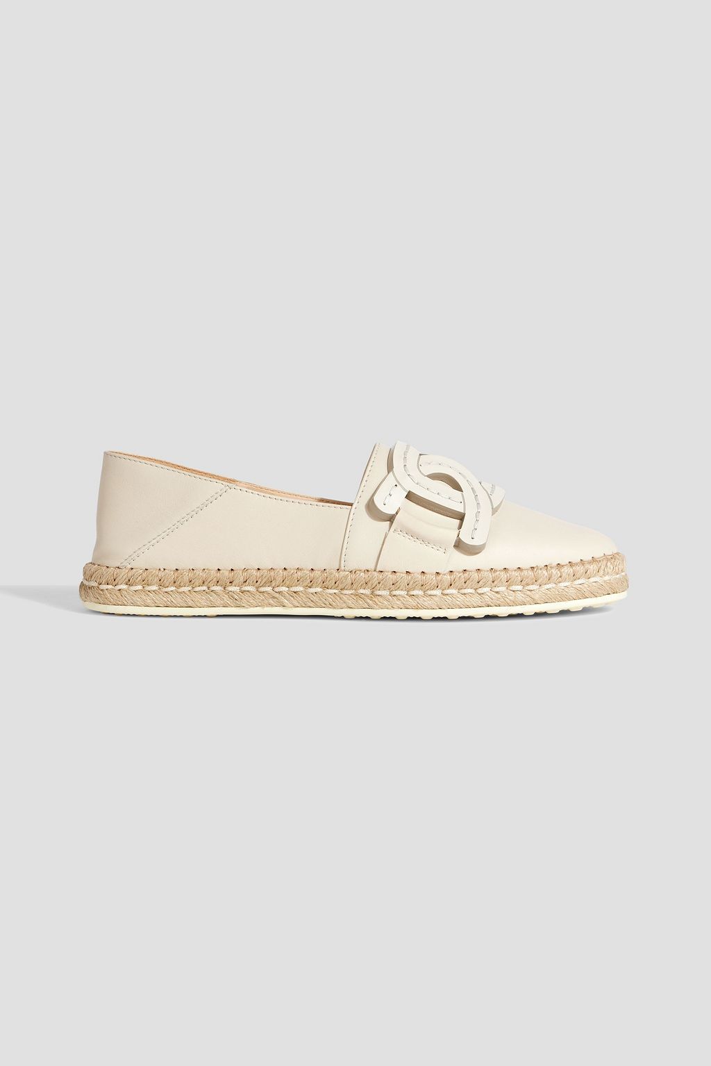 Appliqued leather collapsible heel espadrilles ecru EU 37