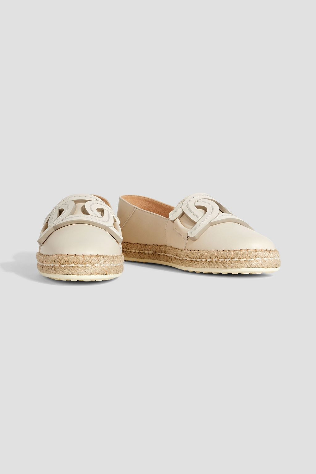 TOD'S レザー 折りたたみヒール エスパドリーユ アップリケ付き