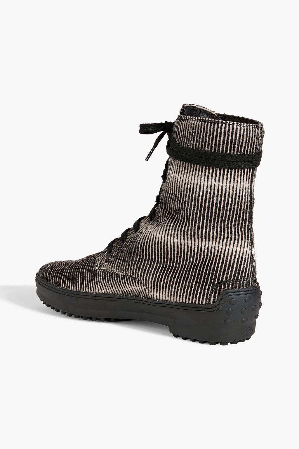 TOD'S Printed lace-up calf hair ankle boots
