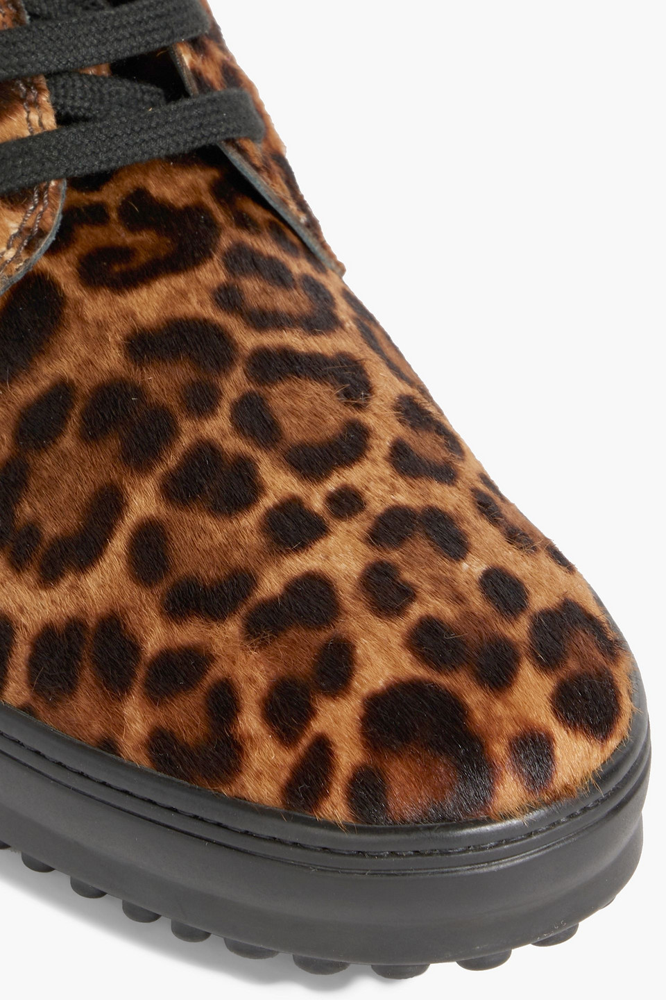 Tod's Leopard-print Calf Hair Lace-up Ankle Boots In Animal Print