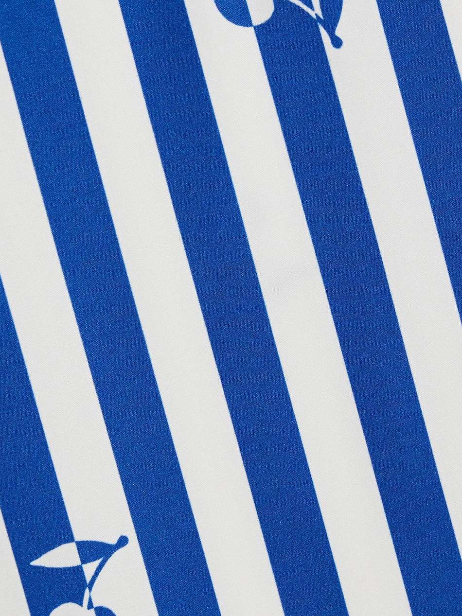 andrea macramé-trimmed striped silk midi dress