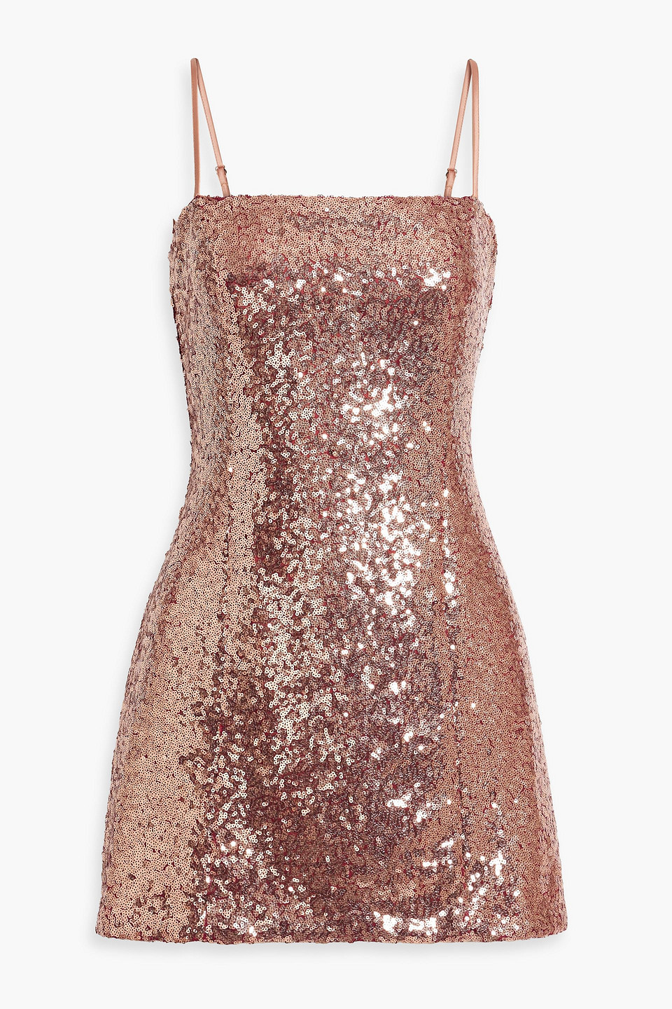 Hvn Mia Sequined Tulle Mini Dress In Rose Gold