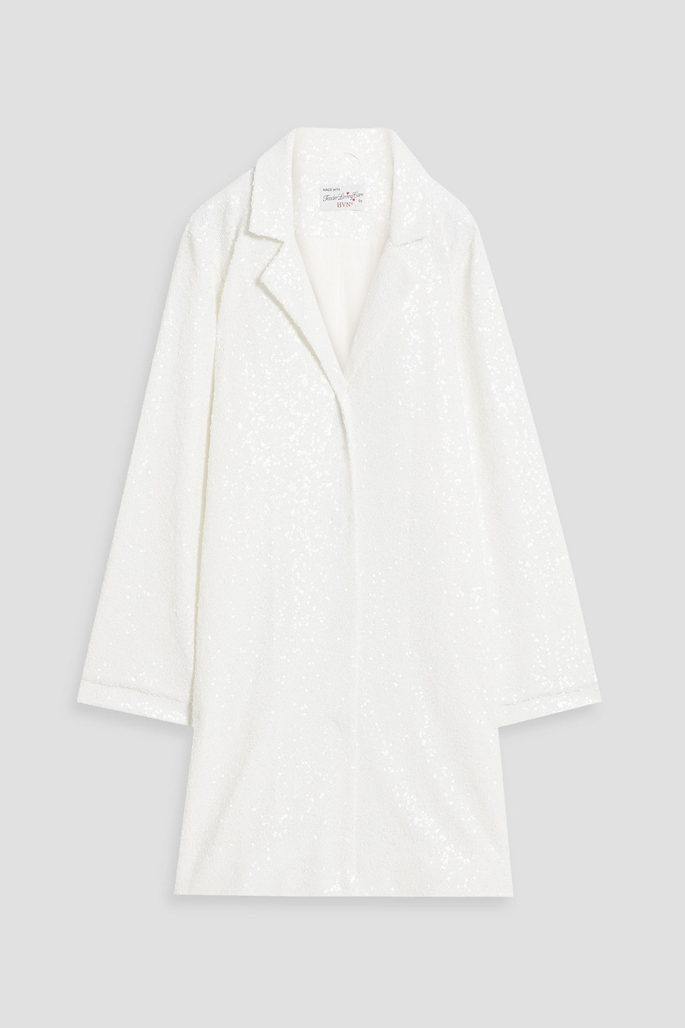 Hvn Luna Sequined Cotton-tulle Coat In White