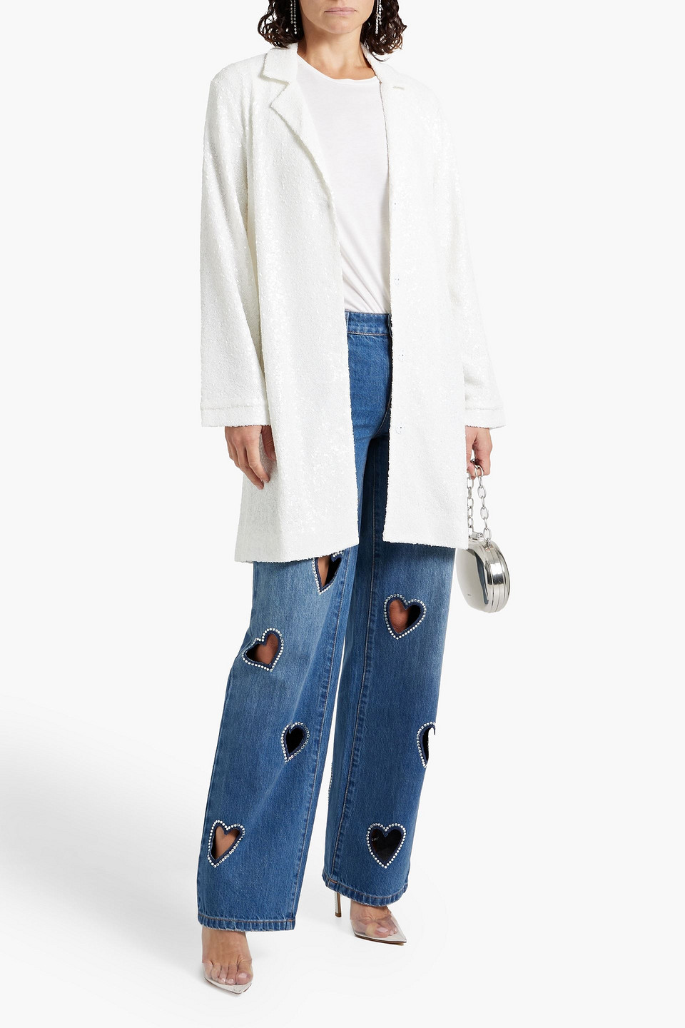 HVN LUNA SEQUINED COTTON-TULLE COAT